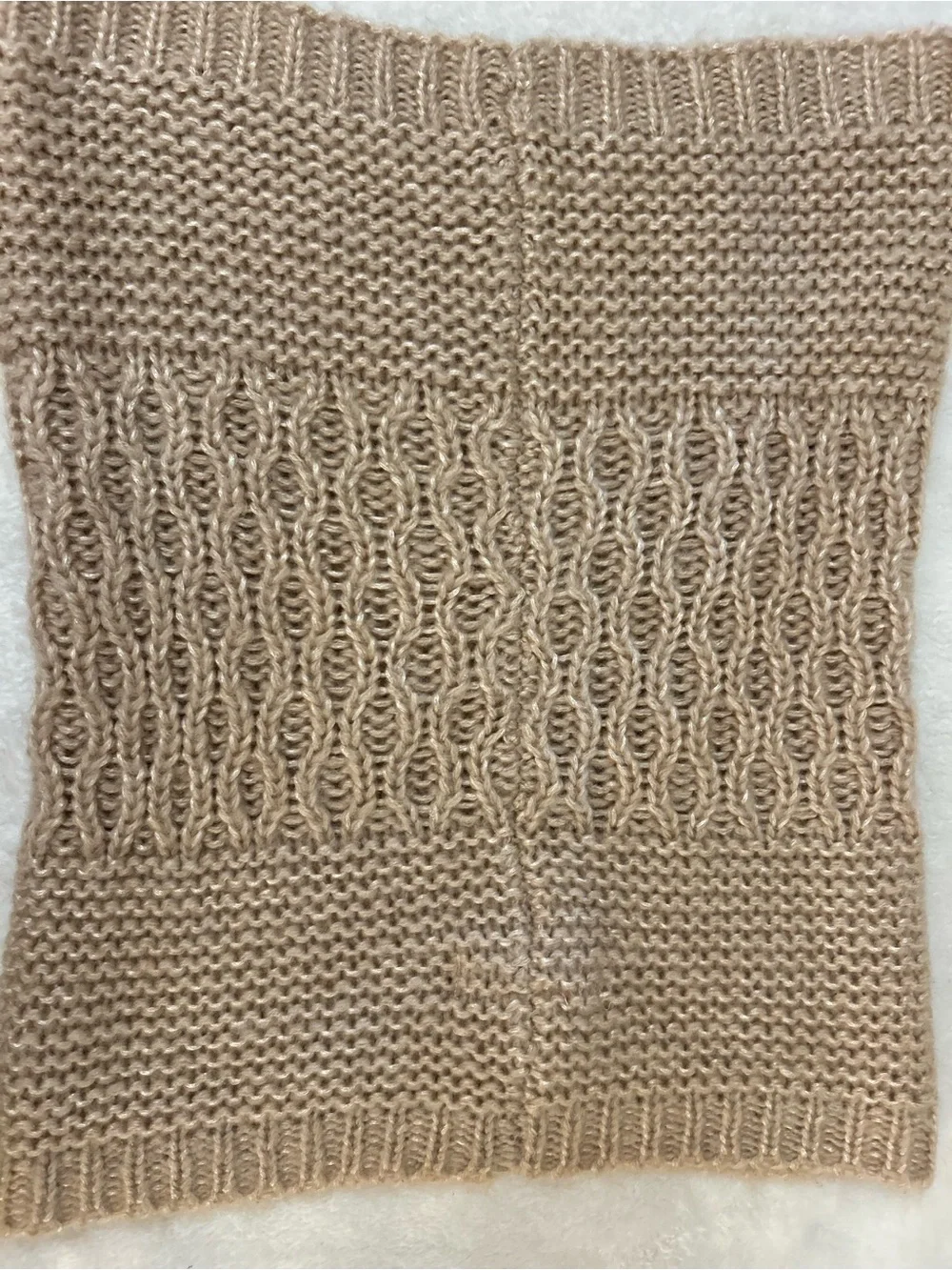 Betsey Johnson Knit Infinity Scarf Pearl Embellished Beige Oatmeal One Size
